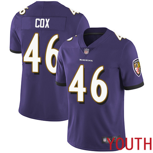 Baltimore Ravens Limited Purple Youth Morgan Cox Home Jersey NFL Football #46 Vapor Untouchable